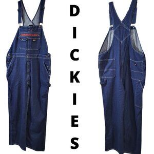 Genuine DICKIES Denim Blue Jean Bib Carpenter Overalls - Men's XLR